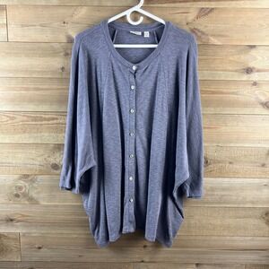 Logo By Lori Goldstein Women Shirt Button Up Cardigan Dolman Sleeve Purple 3X